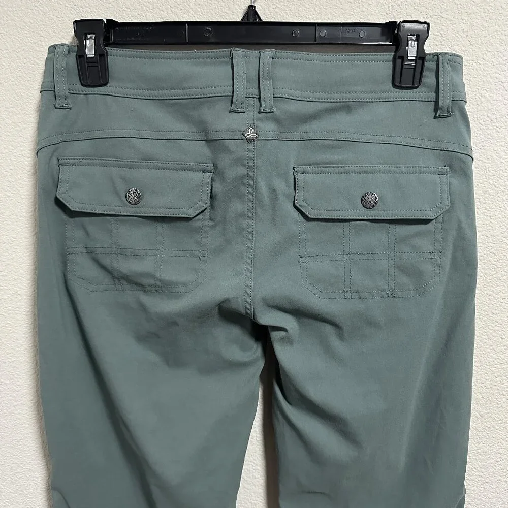 PrAna Halle Straight Smoky Blue Hiking Climbing Pants Stretch Roll-up Legs Sz 10 - Picture 3 of 13